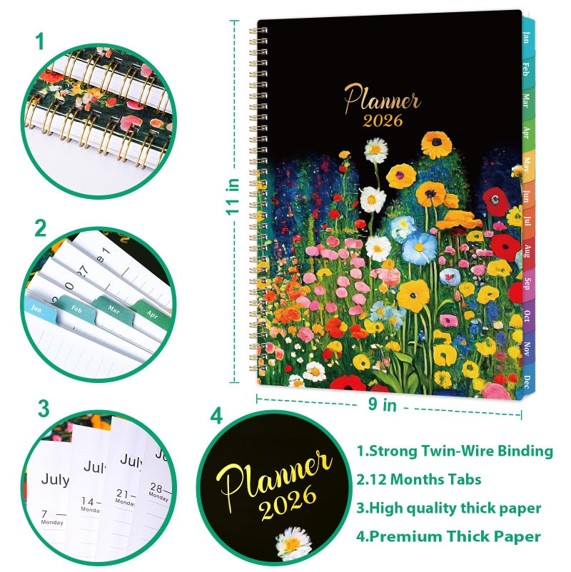 Lortarl 2026 Planner - 2026 Planner Weekly and Monthly, January 2026-December 2026 planners, Large Weekly Monthly Planners, 8.5''x11, with 12 Colorful Tabs, Flexible Cover - Image 3